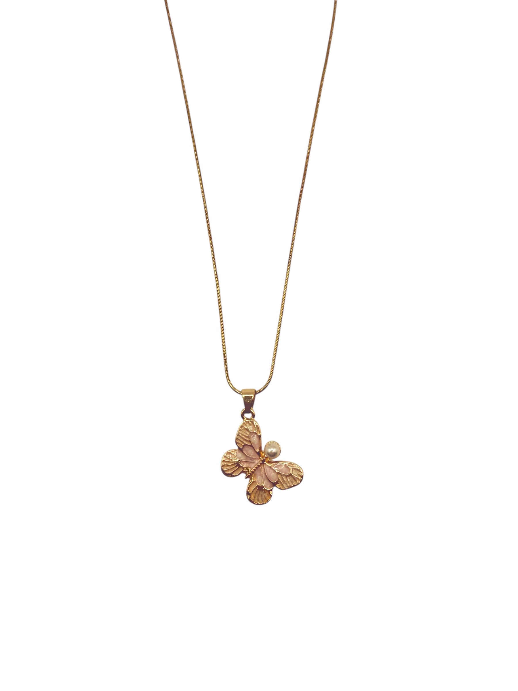 Schmetterlings-Halskette mit Perle - Zart & Elegant