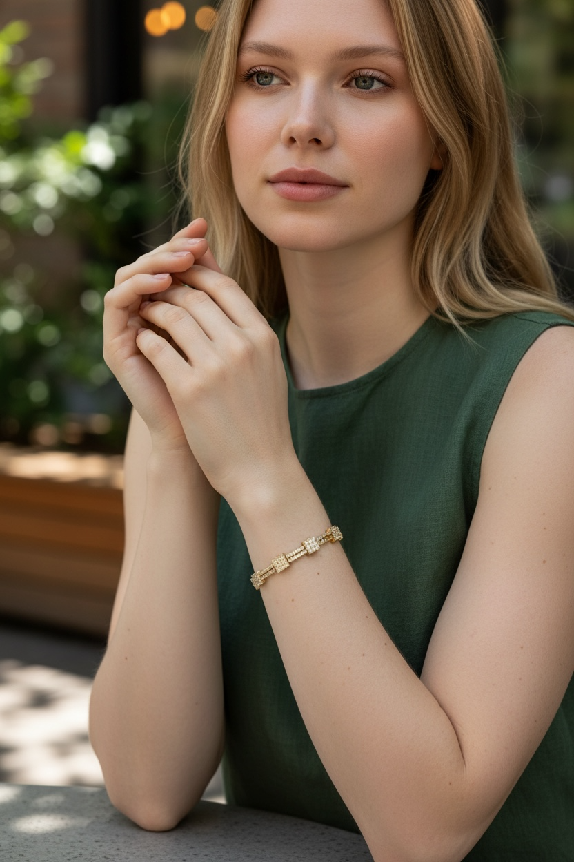 Luxuriöses Armband in Roségoldoptik mit funkelnden Steinen