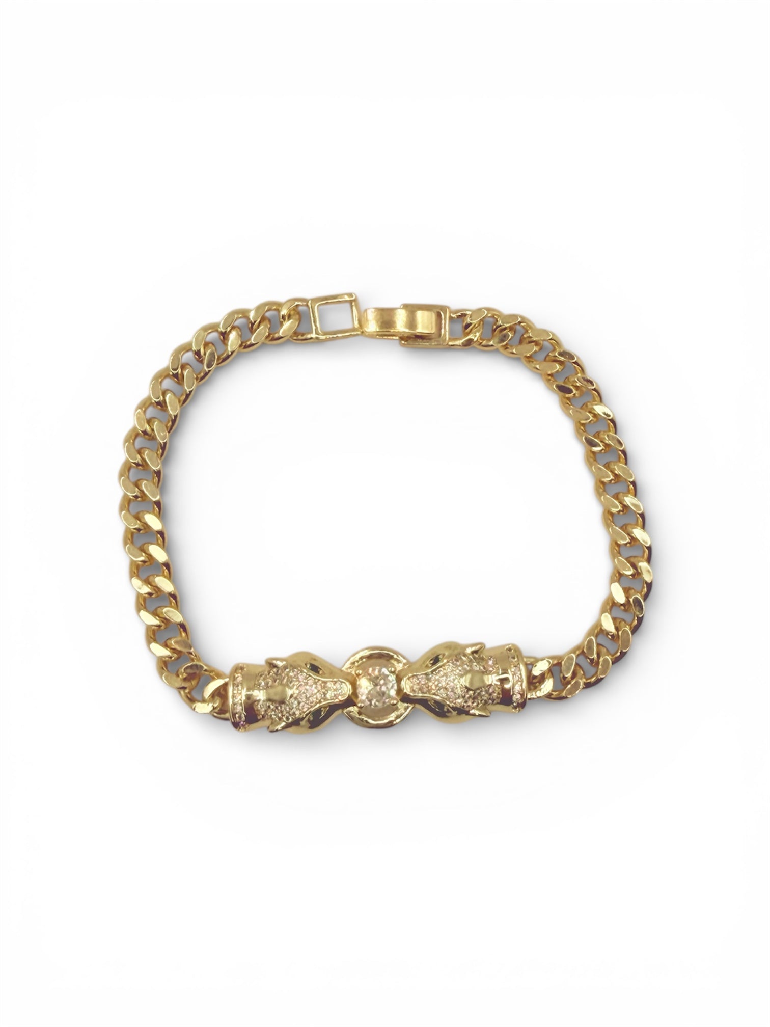 Elegantes Armband mit Pantherköpfen – Goldfarben