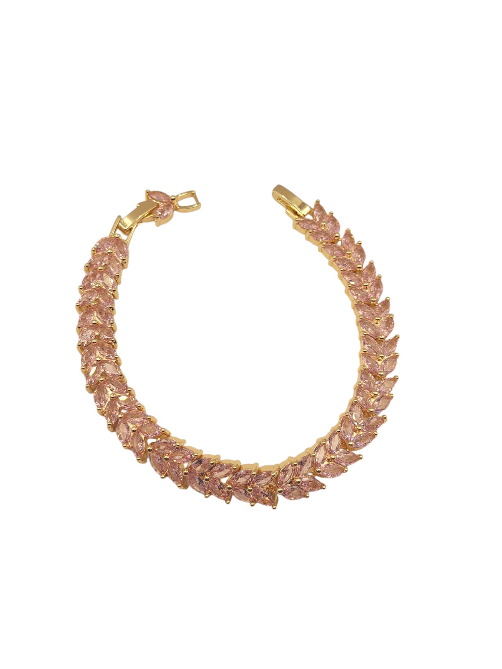 Armband mit rosafarbenen Kristallen in Goldoptik