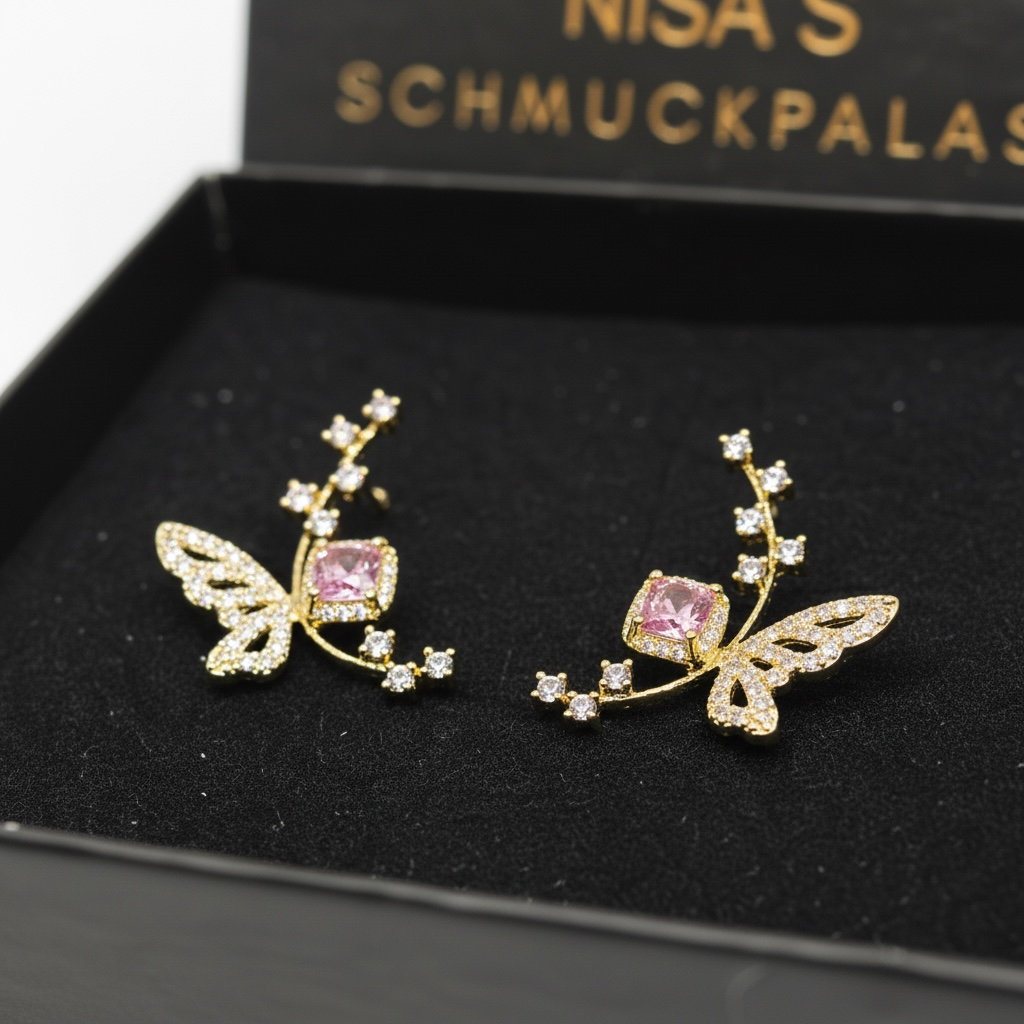 Zarte Flügel-Ohrringe mit funkelnden Akzenten