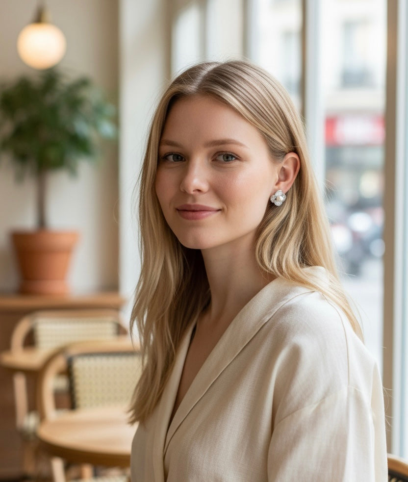 Elegante Perlen-Ohrstecker mit funkelnden Kristallen