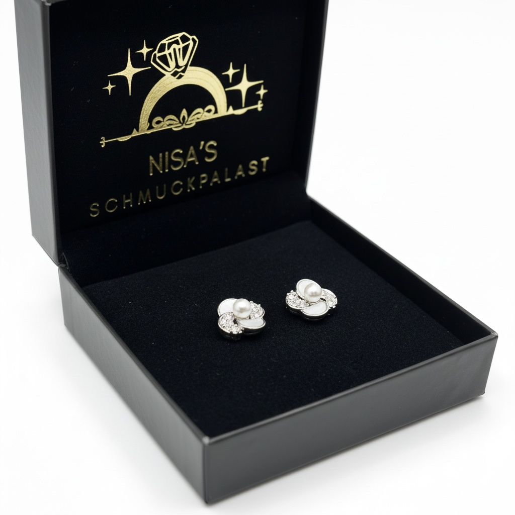 Elegante Perlen-Ohrstecker mit funkelnden Kristallen