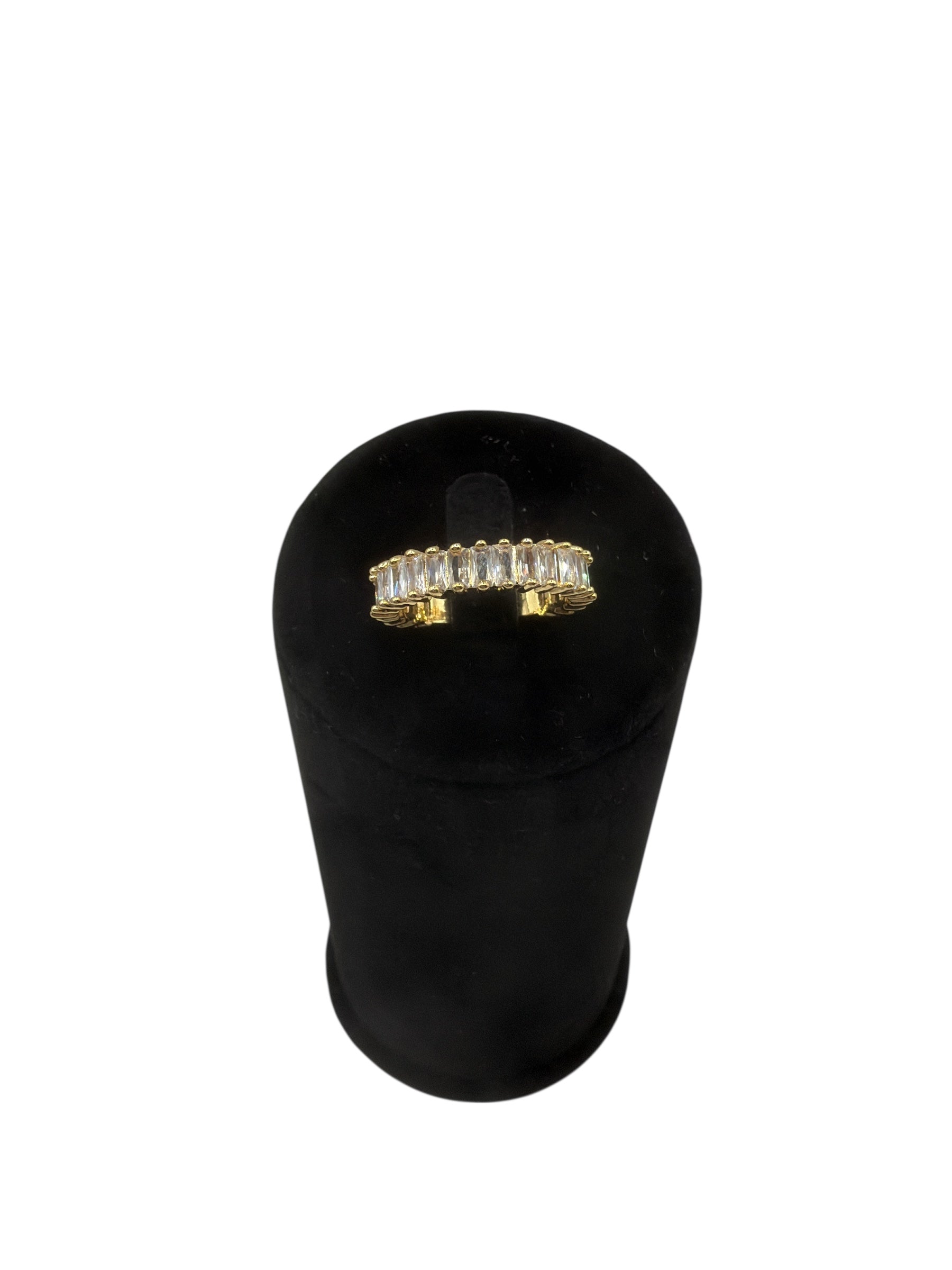 Halb-Eternity Ring mit Zirkonia im Baguetteschliff – Edle Goldoptik