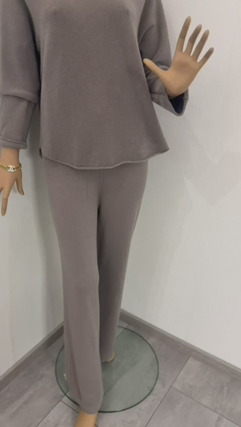 Zweiteiler-Loungewear in Taupe